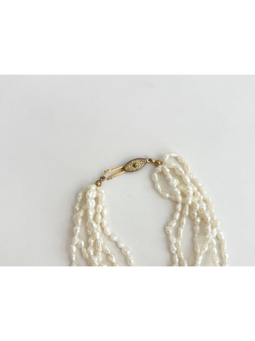 Multi Strand Genuine Rice Pearl Vintage Beaded 6 Strand Bracelet - 8" - Picture 4 of 16